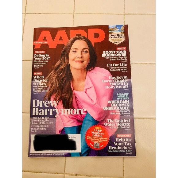 Drew Barrymore AARP Magazine February/March 2025 - Picture 1 of 4